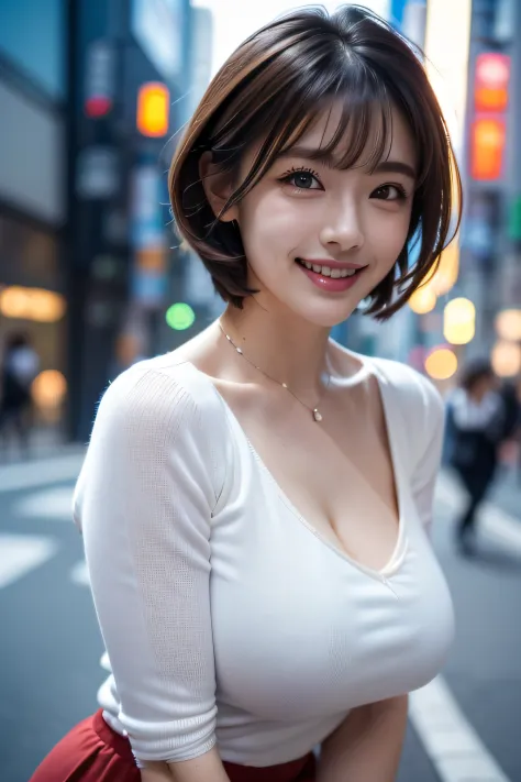 ((The Ultimate Beautiful Japan Married Woman)), 50 generations, Soft light, (((Short hair:1.3), short length bangs, Floating Hai...