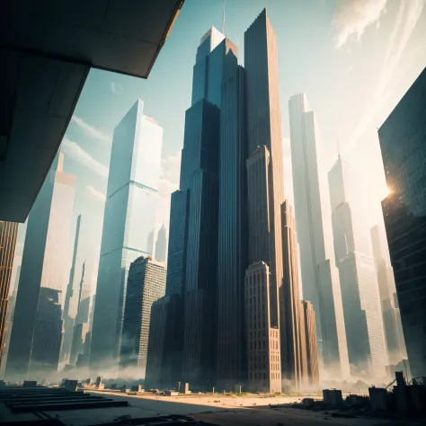 Buildings of the near future　Huge construction　Skyscrapers　top-quality　​masterpiece　超A high resolution