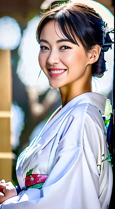 (super beautiful woman in kimono)、((best qualtiy、8k masterpieces:1.3))、white kimono、foco nítido:1.2、(ultra beautiful faces:1.0)、...