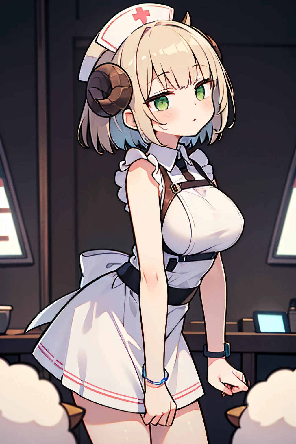 Anime girl in a maid outfit standing in a room with a clock - SeaArt AI