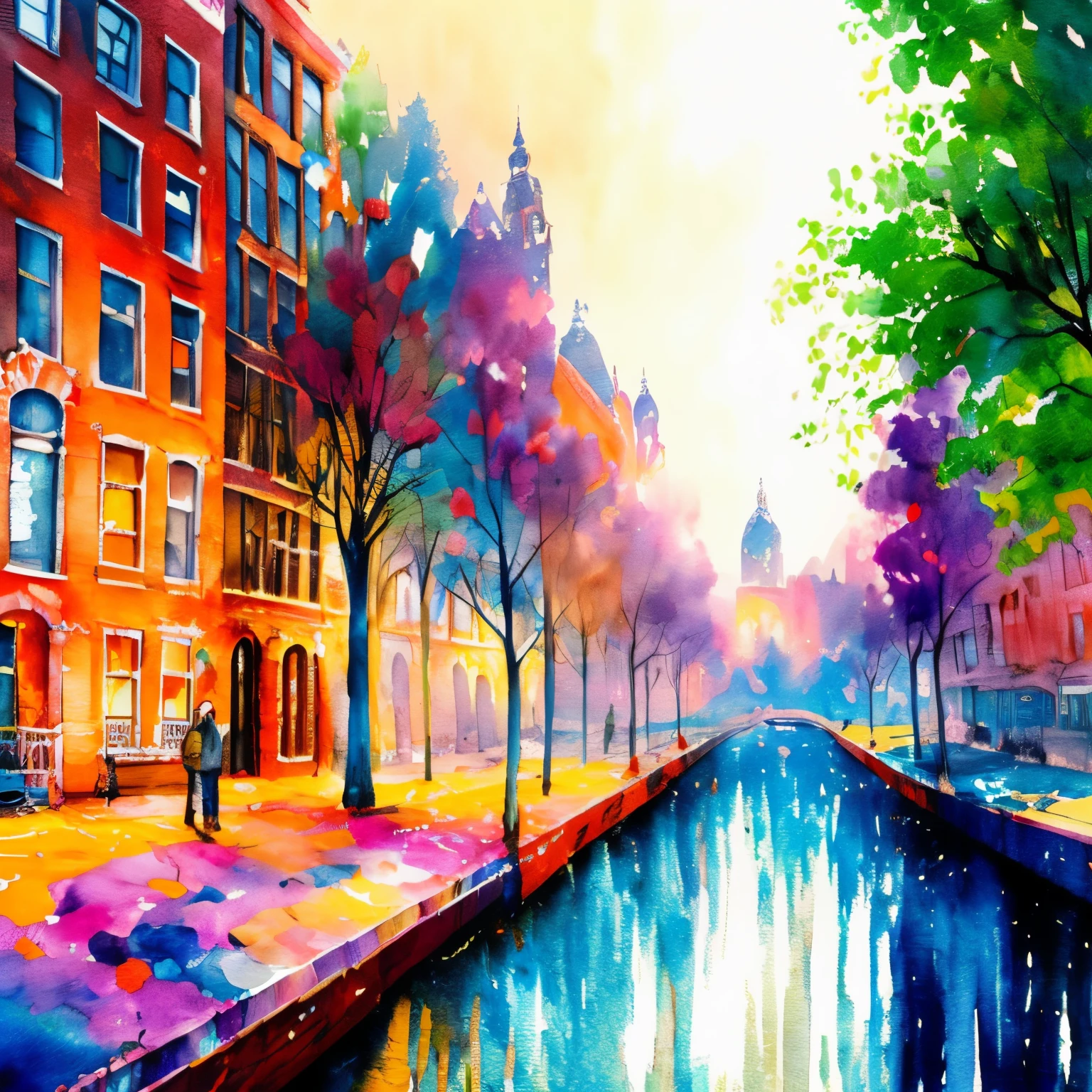 Painting of  los amsterdam skyline, intricate details, detailed, make a focus point, wtrcolor style, paint dripping, intricate details,  spectacular, colourful, official art, masterpiece, Beautiful, ((watercolor)), paint splatter, intricate details. Highly detailed, detailed, [dripping:0.5], Trending on artstation, by Rachel Walker, looking like a real painting,  vibrant colours, paint dripping, brush strokes,  extra paint splatters, a lot of paint dripping, paint in the background,