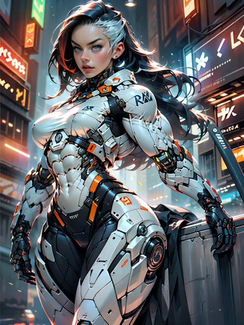 Cinematic, hyper-detailed, and insanely detailed, this artwork captures the essence of megan fox with breathtaking beauty. The color grading is beautifully done, enhancing the overall cinematic feel. Unreal Engine brings her anatomic cybernetic muscle suit...