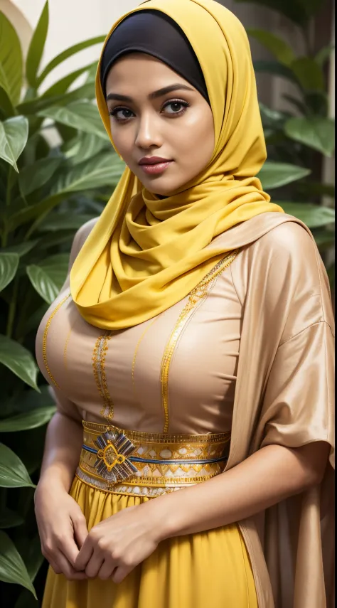 RAW, Best quality, high resolution, masterpiece: 1.3), beautiful Malay woman in hijab,Masterpiece, perfect slim fit body, Huge b...