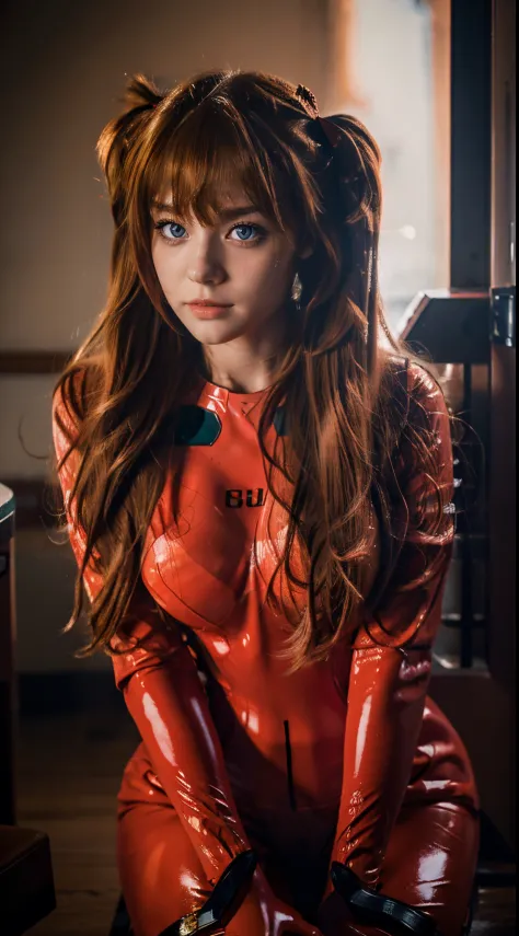 (best quality), high resolution,asuka langley soryu, beautiful pretty mixed german babe, (beautiful face), sexy lips, auburn twi...