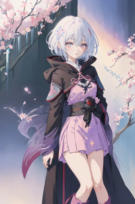 flower on hair、Anime girl wearing cloak, A beautiful anime portrait, beautiful anime artwork, Digital art on Pixiv, guweiz, guwe...