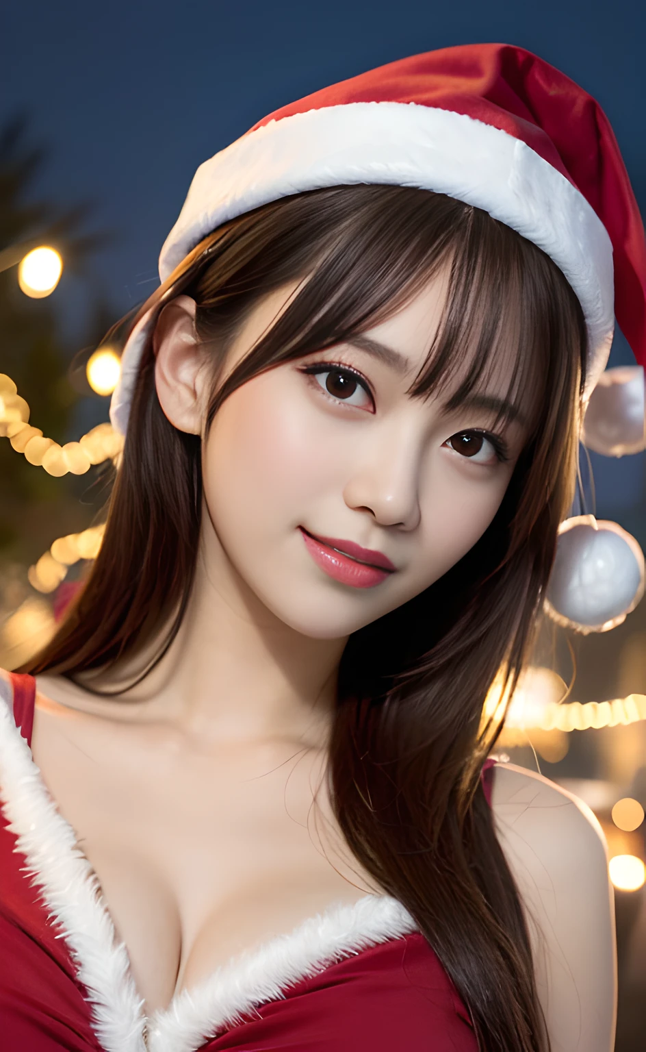 Araffe asian woman in santa claus outfit posing for a picture - SeaArt AI