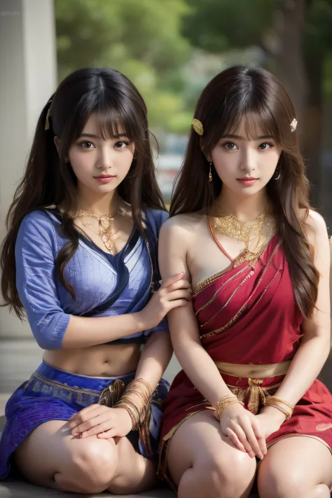 two girls anime who are a devotee of krishna,The proportions are the same for all races, All faces and pictures must be differen...