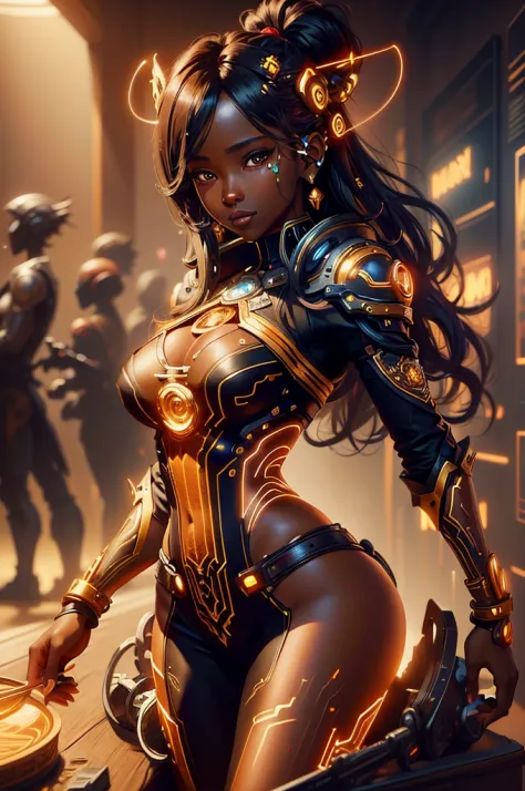 mercy overwatch, beautiful portrait of a gorgeous black african princess, beautiful black princess, round shaped face, round but...