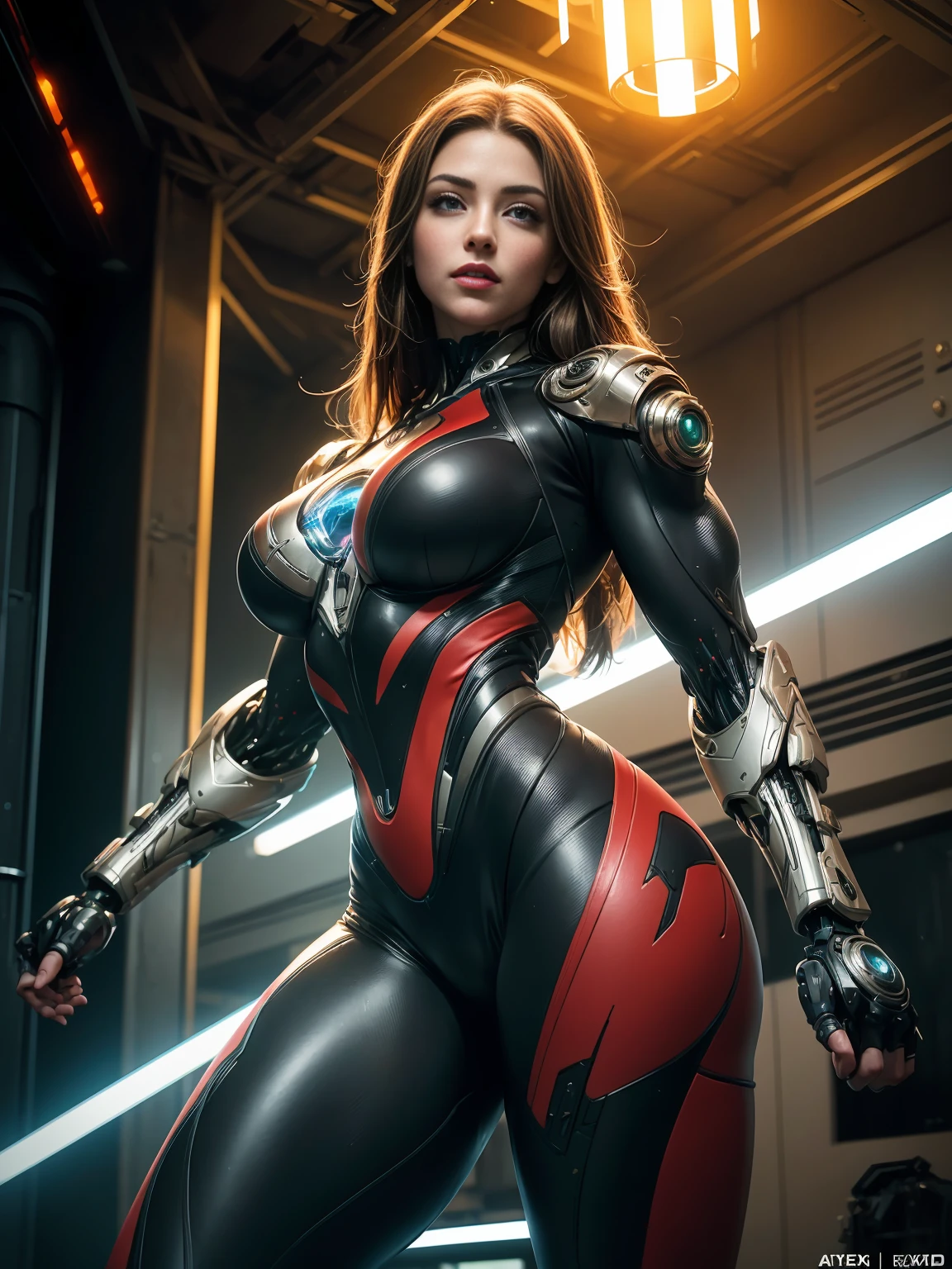 (1girl:1.5), Cinematic, hyper-detailed, and insanely detailed, this artwork captures the essence of a hairless muscular female android girl. Beautiful color grading, enhancing the overall cinematic feel. Unreal Engine brings her anatomic cybernetic muscle suit to life, appearing even more mesmerizing. With the use of depth of field (DOF), every detail is focused and accentuated, drawing attention to her eyes and the intricate design of the anatomic cybernetic muscle suit . The image resolution is at its peak, utilizing super-resolution technology to ensure every pixel is perfect. Cinematic lighting enhances her aura, while anti-aliasing techniques like FXAA and TXAA keep the edges smooth and clean. Adding realism to the anatomic cybernetic muscle suit, RTX technology enables ray tracing. Additionally, SSAO (Screen Space Ambient Occlusion) gives depth and realism to the scene, the girl's anatomic cybernetic muscle suit become even more convincing. In the post-processing and post-production stages, tone mapping enhances the colors, creating a captivating visual experience. The integration of CGI (Computer-Generated Imagery) and VFX (Visual Effect brings out the anatomic cybernetic muscle suit's intricate features in a seamless manner. SFX (Sound Effects) complement the visual artistry, immersing the viewer further into this fantastic world. The level of detail is awe-inspiring, with intricate elements meticulously crafted, the artwork hyper maximalist and hyper-realistic. Volumetric effects add depth and dimension, and the photorealism is unparalleled. The image is rendered in 8K resolution, ensuring super-detailed visuals. The volumetric lightning adds a touch of magic, highlighting her beauty and the aura of her anatomic cybernetic muscle suit in an otherworldly way. High Dynamic Range (HDR) technology makes the colors pop, adding richness to the overall composition. Ultimately, this artwork presents an unreal portrayal of a super muscled cybernetic female android