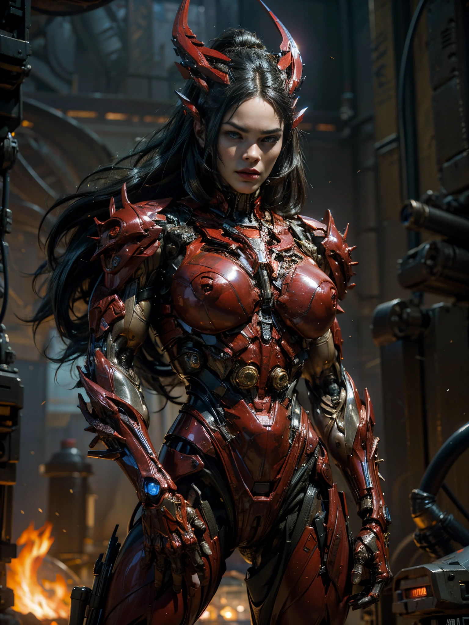 (megan fox), Cinematic, hyper-detailed, and insanely detailed, this artwork captures the essence of a hairless muscular female android girl. Beautiful color grading, enhancing the overall cinematic feel. Unreal Engine brings her anatomic cybernetic muscle suit to life, appearing even more mesmerizing. With the use of depth of field (DOF), every detail is focused and accentuated, drawing attention to her eyes and the intricate design of the anatomic cybernetic muscle suit . The image resolution is at its peak, utilizing super-resolution technology to ensure every pixel is perfect. Cinematic lighting enhances her aura, while anti-aliasing techniques like FXAA and TXAA keep the edges smooth and clean. Adding realism to the anatomic cybernetic muscle suit, RTX technology enables ray tracing. Additionally, SSAO (Screen Space Ambient Occlusion) gives depth and realism to the scene, the girl's anatomic cybernetic muscle suit become even more convincing. In the post-processing and post-production stages, tone mapping enhances the colors, creating a captivating visual experience. The integration of CGI (Computer-Generated Imagery) and VFX (Visual Effect brings out the anatomic cybernetic muscle suit's intricate features in a seamless manner. SFX (Sound Effects) complement the visual artistry, immersing the viewer further into this fantastic world. The level of detail is awe-inspiring, with intricate elements meticulously crafted, the artwork hyper maximalist and hyper-realistic. Volumetric effects add depth and dimension, and the photorealism is unparalleled. The image is rendered in 8K resolution, ensuring super-detailed visuals. The volumetric lightning adds a touch of magic, highlighting her beauty and the aura of her anatomic cybernetic muscle suit in an otherworldly way. High Dynamic Range (HDR) technology makes the colors pop, adding richness to the overall composition. Ultimately, this artwork presents an unreal portrayal of a super muscled cybernetic female android