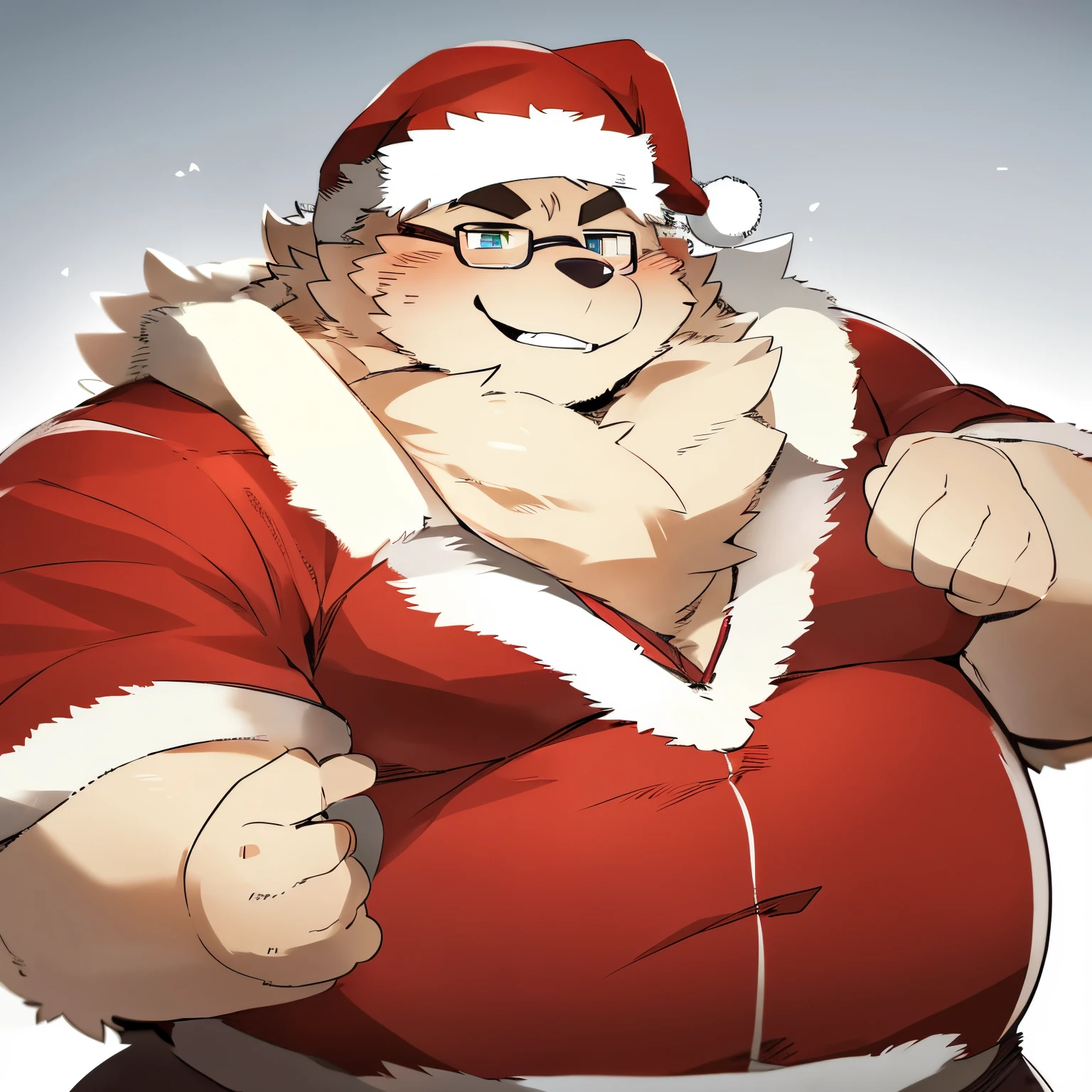 Anime character dressed in santa outfit with glasses and a beard - SeaArt AI