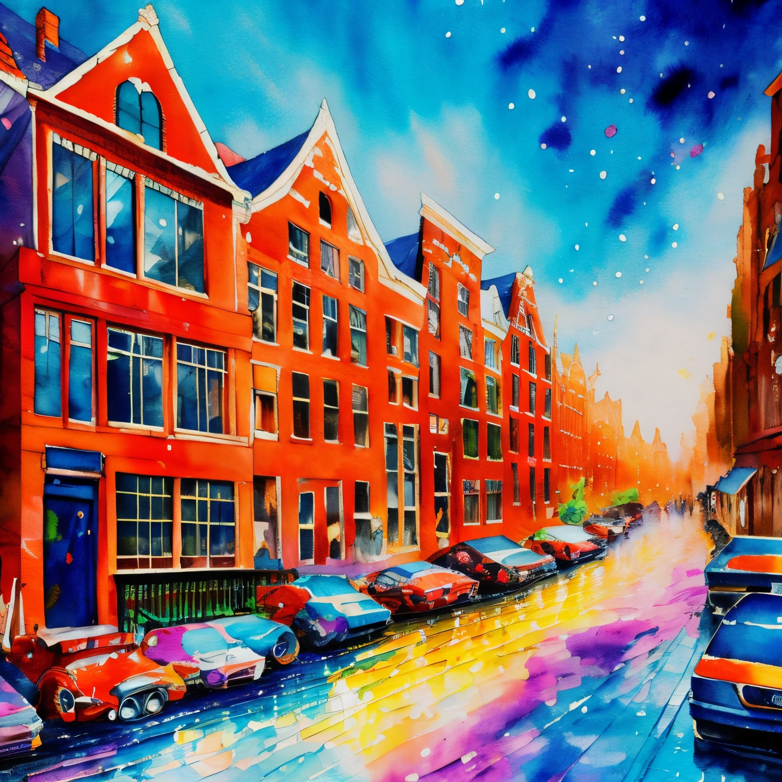 Painting of los amsterdam skyline, intricate details, detailed, make a focus point, wtrcolor style, paint dripping, intricate details, spectacular, colourful, official art, masterpiece, Beautiful, ((watercolor)), paint splatter, intricate details. Highly detailed, detailed, [dripping:0.5], Trending on artstation, by Rachel Walker, looking like a real painting, vibrant colours, paint dripping, brush strokes, extra paint splatters, a lot of paint dripping, paint in the background,