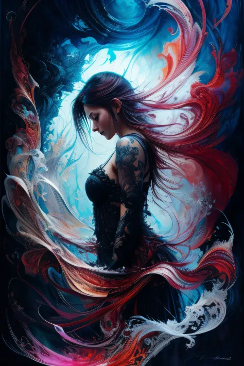 colorful beautiful woman: black ink flow: 8k resolution photorealistic masterpiece: by aaron horkey and jeremy mann: intricately...