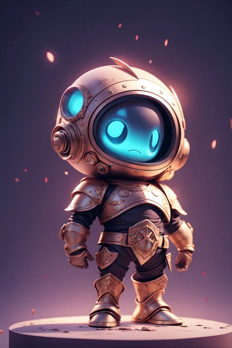 cute Alien in medieval armor, sci-fi, cinematic lighting, creative, unique, award winning, pastel tetradic colors