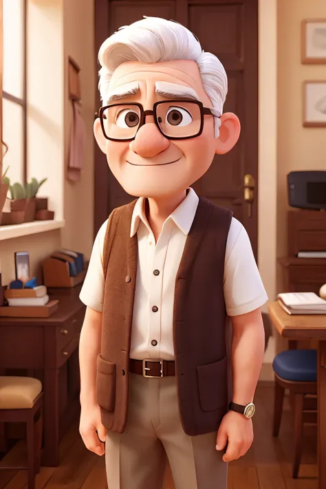 Man 60 years old short hair white glasses