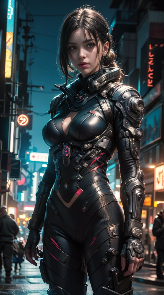 Beautiful photo of Reika Shimohira as a ((Cyberpunk girl)), ((shapeless hairstyle)), slender body, (full length shot), (dynamic pose), science fiction, ((futuristic cyberpunk Blade Runner city in the background)), Gantz, Cyberpunk 2077, Ultra realistic photo, masterpiece, best quality, CG, wallpaper, HDR, high quality, high-definition, extremely detailed, {beautiful detailed face}, {beautiful detailed eyes}, (detailed light){{intricate detail}}, {highres}, ((detailed face)), neon light, chiaroscuro, key visual, intricate detail, highly detailed, breathtaking, vibrant, cinematic lighting, 18+, Nsfw