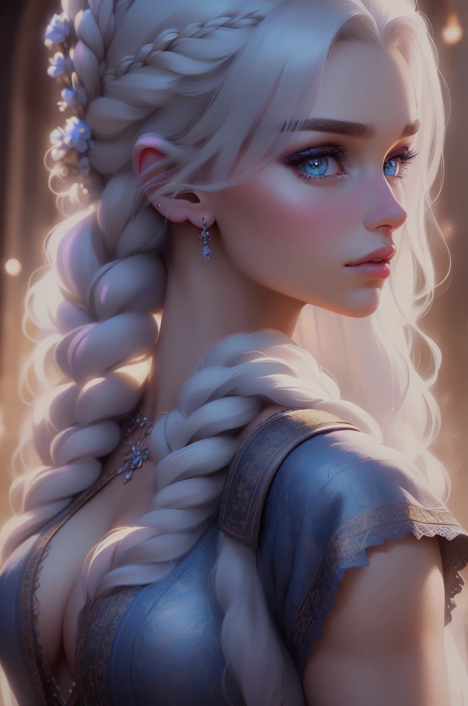 (best quality,4k,highres,masterpiece:1.2),ultra-detailed,(realistic,photorealistic,photo-realistic:1.37),Daenerys Targaryen portrait,beautiful detailed eyes,beautiful detailed lips,extremely detailed eyes and face,long eyelashes,gorgeous woman,confident expression,soft skin tones,elaborate braided blonde hair flowing down her back,flowing blue dress,light blue eyes,sharp focus,stunningly vibrant colors,low-key lighting,mysterious atmosphere, with dragons illustration