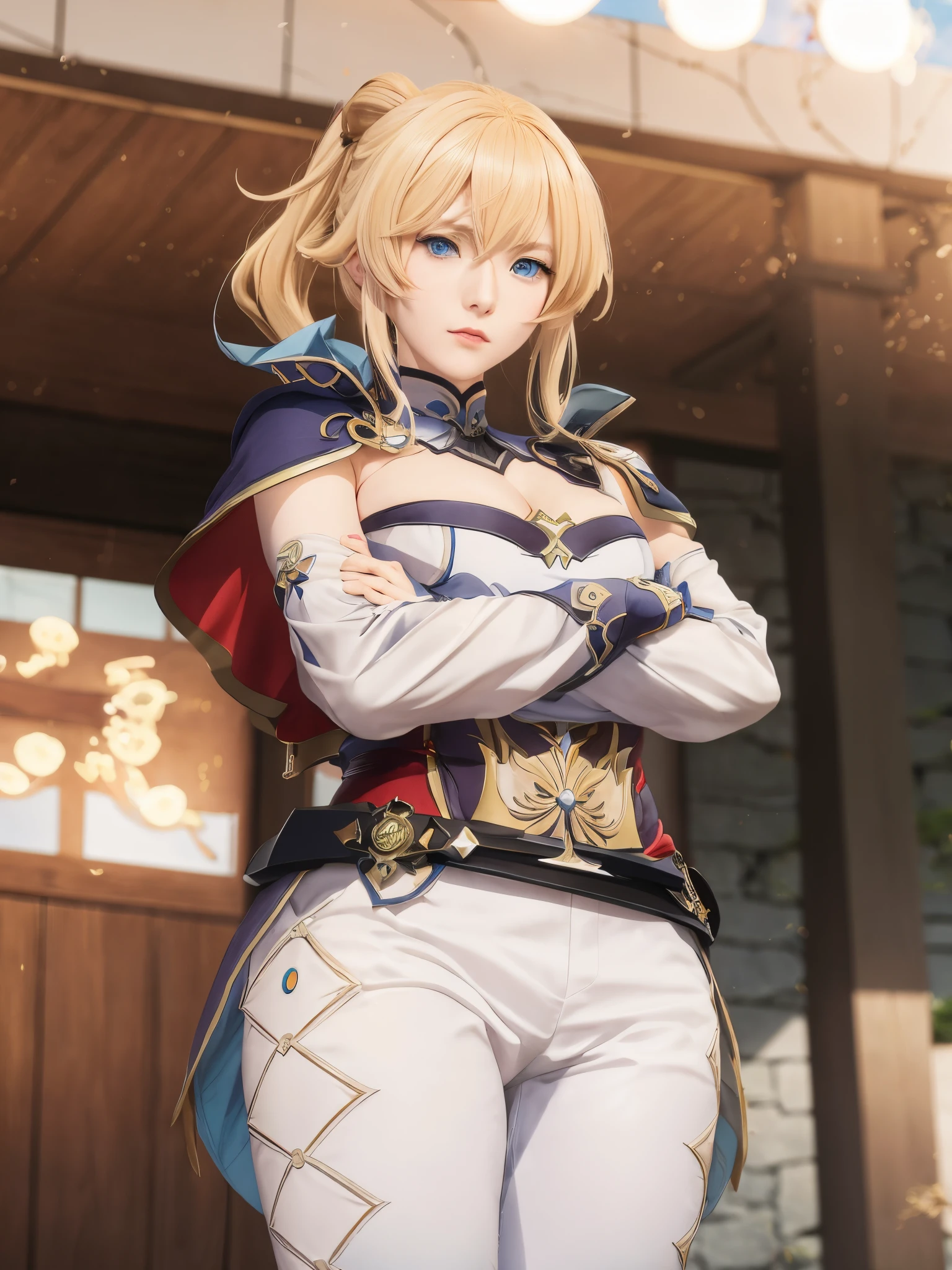 Anime-Figur mit blonden Haaren und blauen Augen steht vor einem Gebäude, Ayaka Genshin Impact, Artoria Pendragon, Ayaka-Spiel Genshin Impact, Kushatkrenz Key Art Women, offizielle Kunst, 《Genshin-Einfluss》Keqing in, Der Charakter von Genshin Impact, Anime-Bild einer jungen Frau, aus《Azur route》Videospiel, Genshin-Einfluss