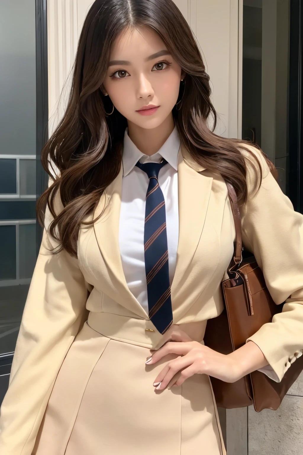 A Close Up Of A Woman In A Suit And Tie Posing For A Picture - Seaart Ai