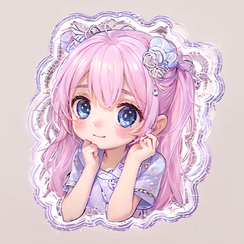 (sticker), 1 cute girl, clear lines, clean background, white background