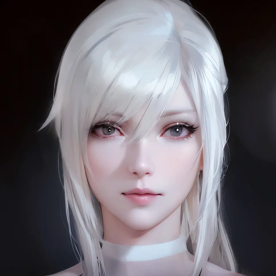 close-up of a woman with gray hair and choking, Girl with gray hair, Tifa Lockhart with white hair, photorealistic anime girl re...