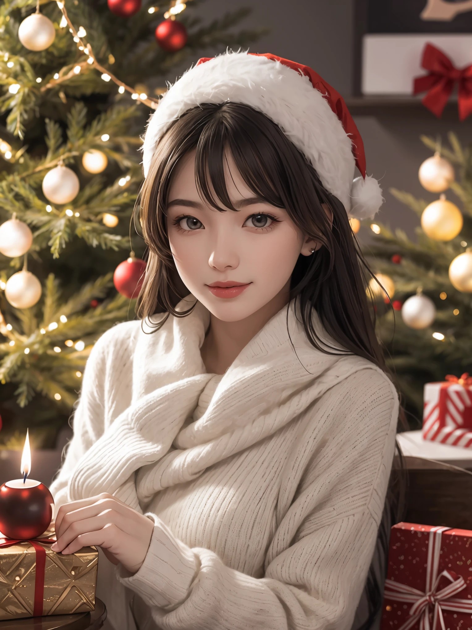 Anime Babe,Asian Babe,Christmas created with SeaArt AI