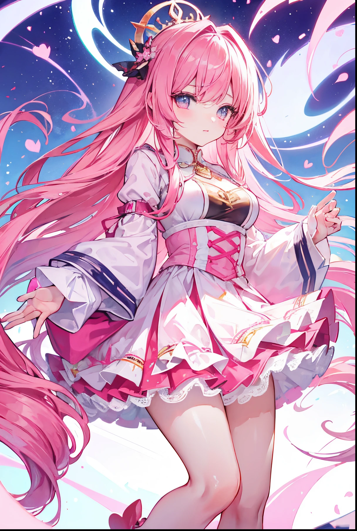 sweetheart personification，Super big beauty，Pink Long Hair，smart and cute