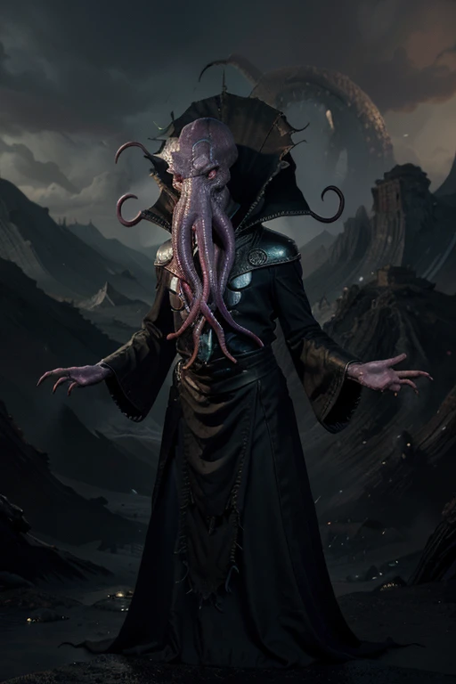 The Mind Flayer, also known as Illithid, is a grotesque and alien humanoid creature that hails from the darkest depths of the Underdark. Standing approximately 6 to 7 feet tall, its body is slender and pale, with elongated limbs and a head that bears a grotesque, octopus-like visage. Tendrils dangle from its chin, framing a horrifying beak-like mouth that conceals a sharp, toothed maw. Its eyes, devoid of any discernible emotion, gleam with an unnatural intelligence. The Mind Flayer possesses psionic abilities that allow it to manipulate the minds of those unfortunate enough to cross its path. Clad in dark, ceremonial robes adorned with sinister symbols, it exudes an aura of otherworldly menace. The Mind Flayer is notorious for its method of hunting and feeding, using its psionic powers to extract the brain from a helpless victim through its tentacled mouth. It is a master of mental domination, often surrounded by thralls and subjugated creatures that serve its insidious will. In battle, the Mind Flayer relies on both its psychic abilities and physical prowess. It can unleash devastating psionic attacks, incapacitating foes and leaving them vulnerable to its tentacled assaults. Its intellect and strategic acumen make it a formidable adversary, and encountering a Mind Flayer is a terrifying prospect for even the most seasoned adventurers exploring the treacherous realms of Dungeons & Dragons.