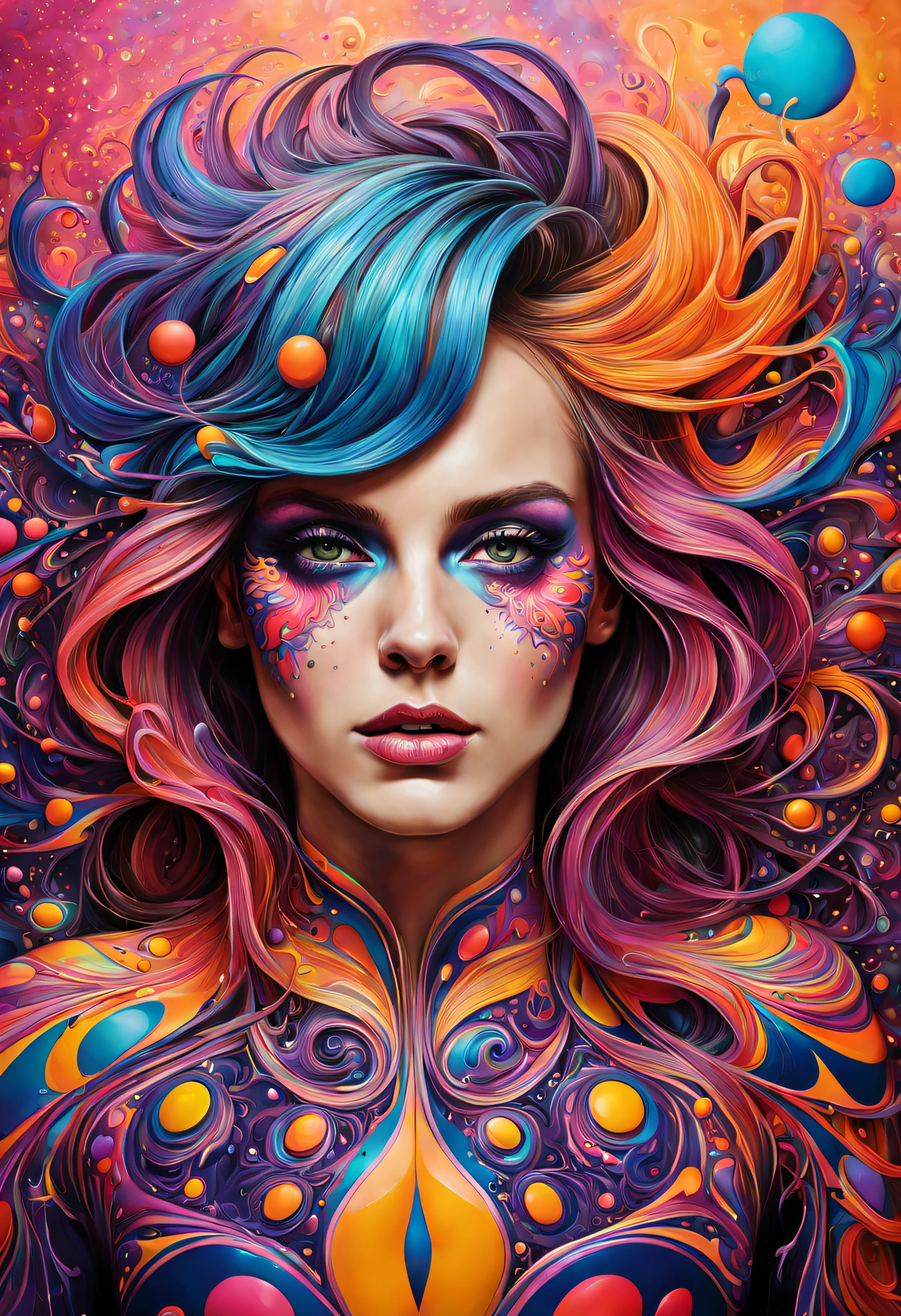 A realy realistic and psychedelic work full of flashy and brilliant color. It's textured and twisted dust