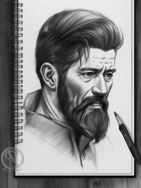 painting of a man, realistic sketch, hyperrealistic sketch, detailed pencil sketch, pencil sketch, realistic digital drawing, de...