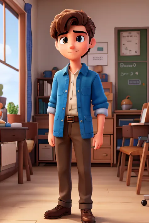 High-resolution image of an 18-year-old, magro, alto, Without glasses and with well-cut hair that he intends to be a teacher