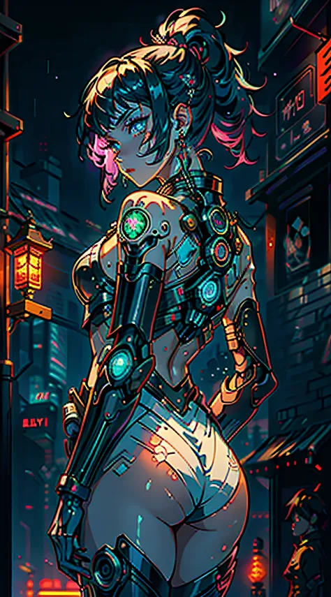 1girl, solo, girl, close up' futuristic outfit, neon samurai, very beautiful cyberpunk samurai, cyberpunk samurai, ghost blade s...