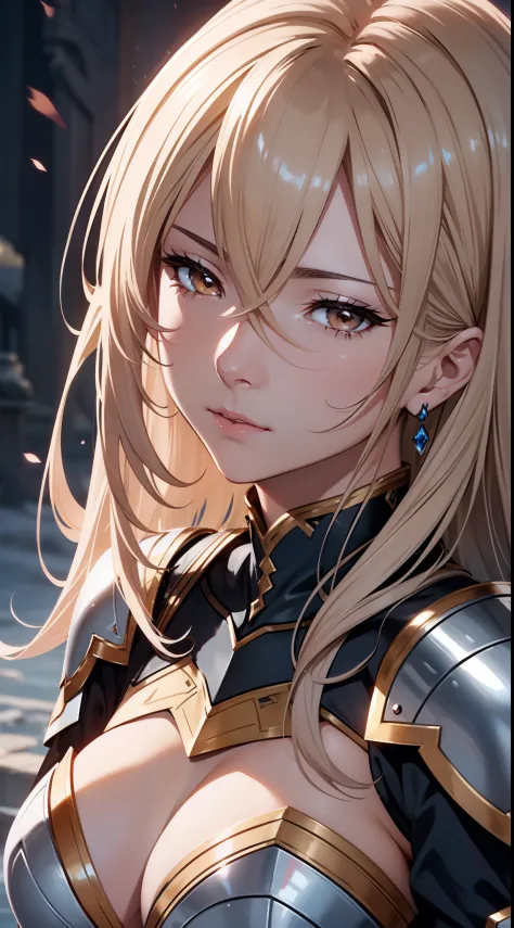 (Katalina from granblue fantasy), elegant,  female, wearing white full armor, breastplate, brown eyes, elegant face, high resolution, extremely detail 8k cg, close-up face