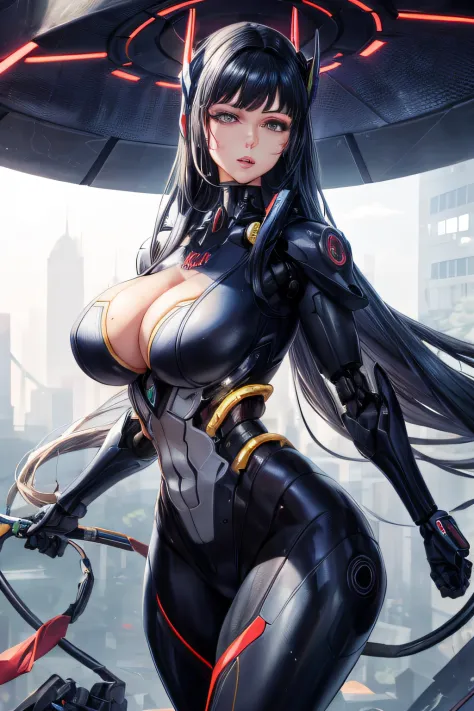 (((​masterpiece)),((top-quality)),细节,1womanl, Mature, realisitic,(机器人_girl,mechs):1.2,ceramic body,Smooth shoulders,Network Background,extreme detailed city,(Translucent body.),Reflex Ribs),Thigh_the gap,Detail Face,Small_breasts,long_hair,8K,top-quality,S...
