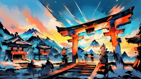 ((nengajo)), new year, ((dragonaby dragon, sun rise, (blue mt.fuji), (japan), (rising sun), red sun, jinja, jinzya, shrine, shin...