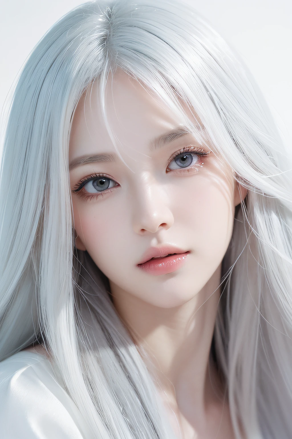 (bright portrait,ultradetailed),white hair female,close up character