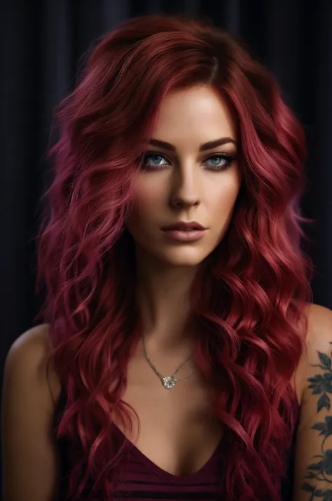 un gros plan d&#39;une femme aux cheveux roses et aux tatouages, curly pink hair, Couleur de cheveux spectaculaire, Style de cou...