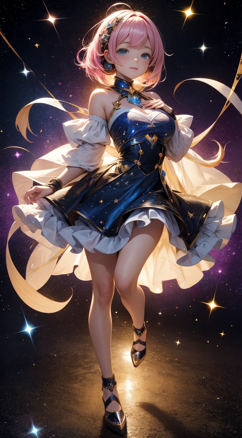 Masterpiece designs by the world's top AI artists, top-quality, 8K, High image quality, 、From diagonally above、Push up the heart-shaped diamond held in one hand、(Paint splashes)，Colorful ，Glow Color，lamplight，beautiful a girl，(full body Esbian)，Look at the camera、Immaculate costume，Sleeves glow，large round eyes，detaileds、cute little，Light in the eyes、embrace the earth with both hands、the universe expands infinitely，I don&#39;I don&#39;I don&#39;I don&#39;I don&#39;I don&#39;I don&#39;I don&#39;I don&#39;I don&#39;I don&#39;I don&#39;t even have time to breathe、A treasure trove of possibilities、Interdimensional space、detail precision cyber city、glitter spark、The background is planets and stars