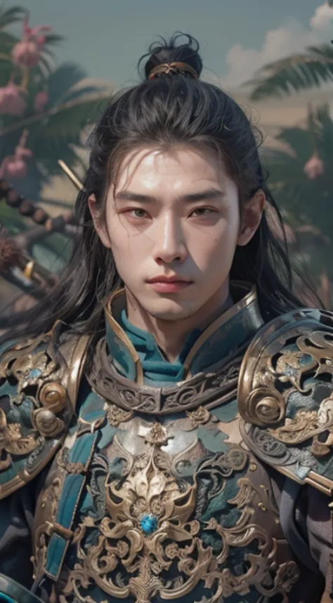 super handsome chinese general in armor, Zhao Yun, general of the Three Kingdoms, fantasy background, ultra real, ultra detailed...