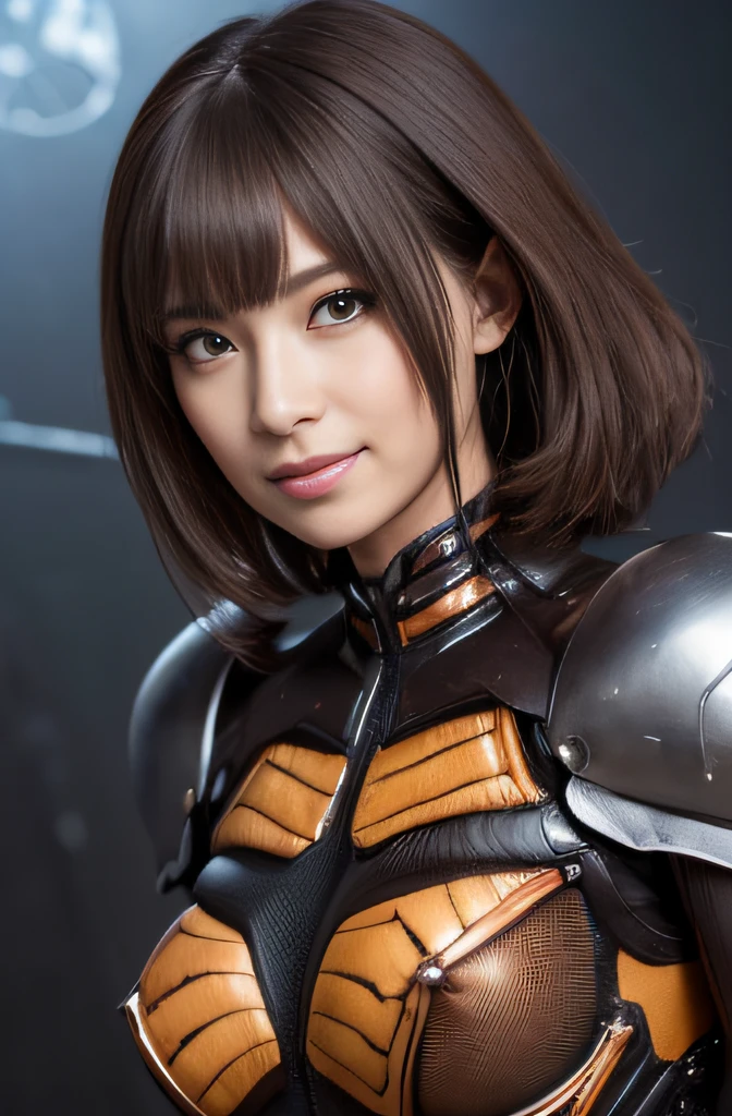 (high resolution,masterpiece,best quality,extremely detailed CG, anime, official art:1.4), realistic, photo, amazing fine details, all intricate, gloss and shiny,awesome many layers, 8k wall paper, 3d, sketch, kawaii, illustration,( solo:1.4), perfect female proportion,villainess, (fusion of dark brown cockroach and lady:1.4), (brown cockroach form lady:1.2), (brown cockroach lady:1.2), (fusion:1.2), (solo:1.4), (evil smile:1.2), muscular, abs, (cockroach brown exoskeleton bio insect suit:1.4), (cockroach brown exoskeleton bio insect armor:1.2), (brown transparency cockroach wing:1.4), (brown cockroach antennae:1.3),