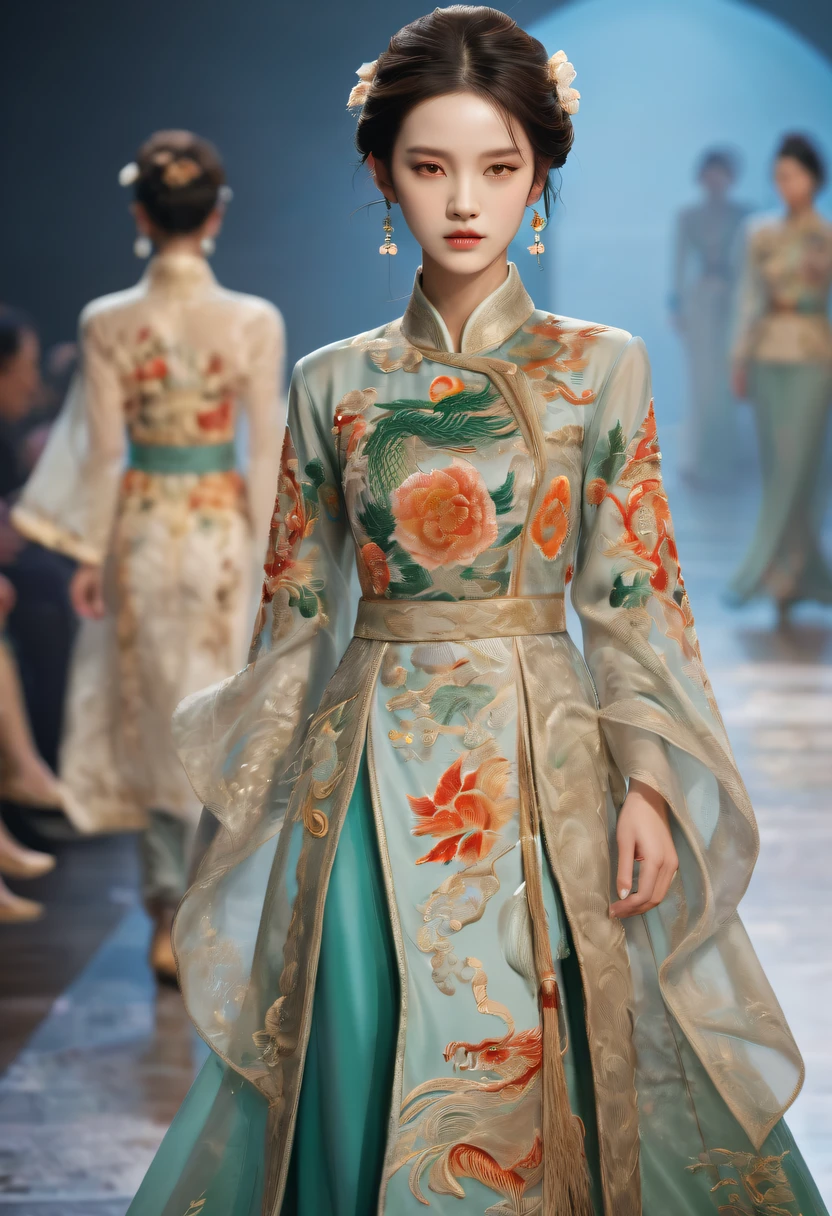 embroidered clothing，dragon embroidery，Chinese clothing design，catwalks，