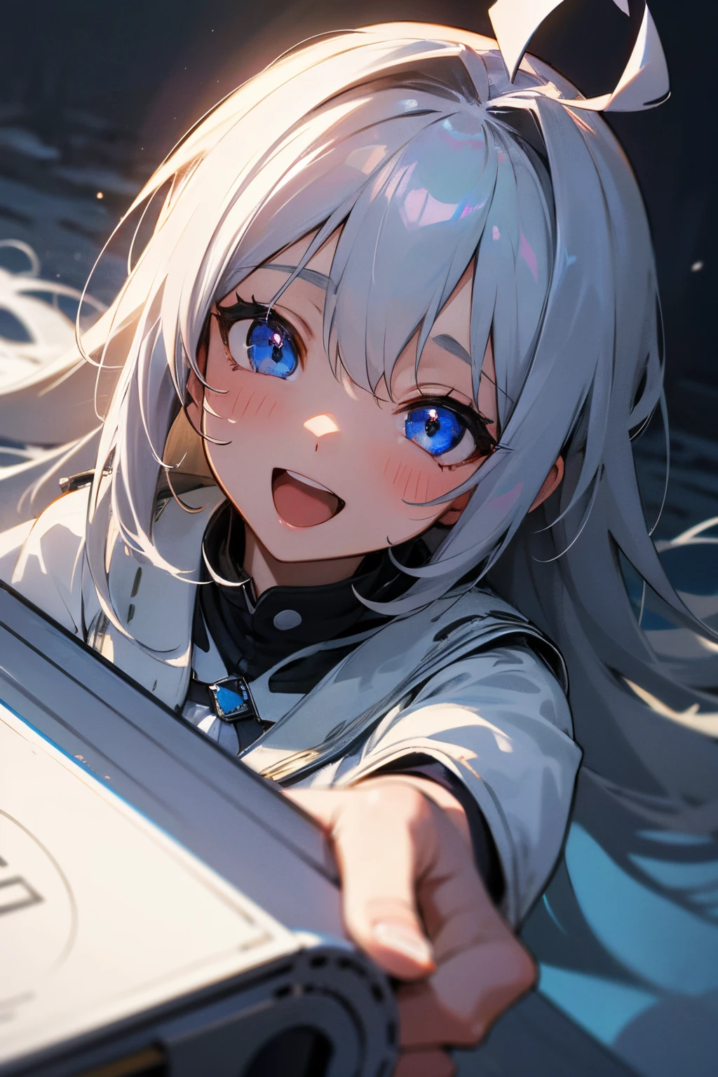 Anime girl with long white hair holding a video game controller - SeaArt AI