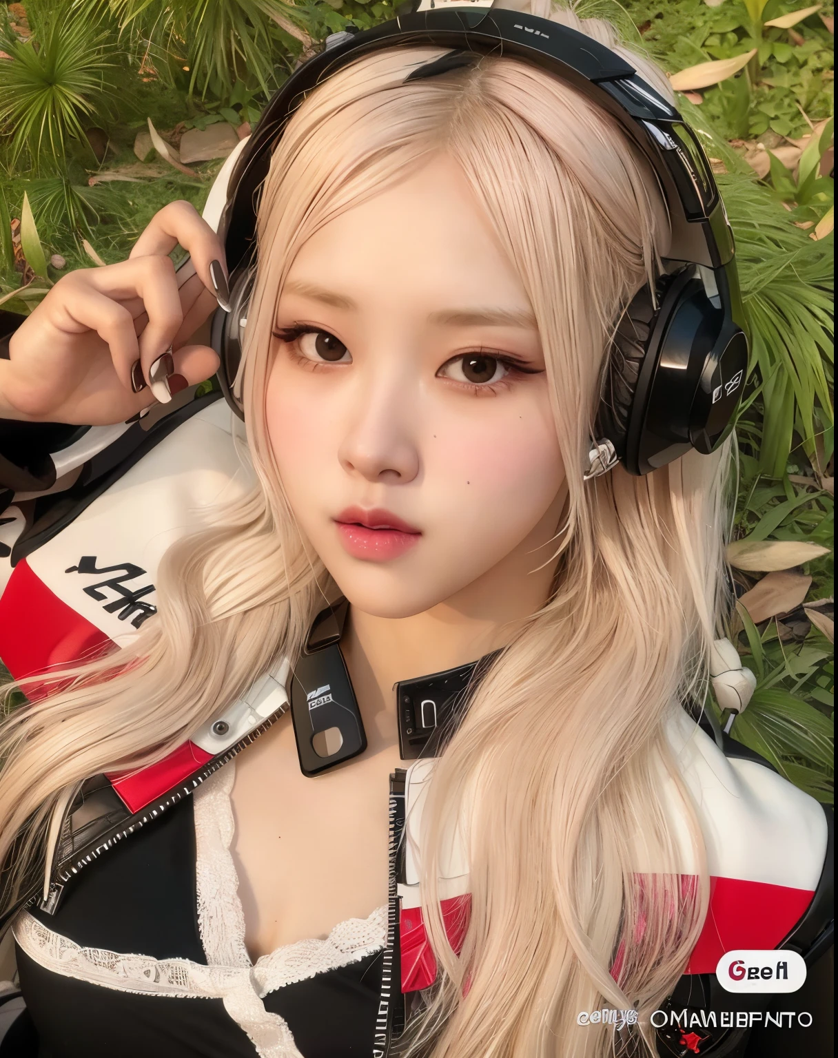 blond haired girl mit Kopfhörern on sitting on a motorcycle, belle delphine, Perfektes weißhaariges Mädchen, mit Kopfhörern, mit Kopfhörern, artwork in the style of guweiz, cl, Porträt von Jossi von Blackpink, Roseanne Park von Blackpink, Ava Max, IG-Modell | artgerm, inspiriert von Yanjun Cheng, E-Mädchen, e - Mädchen