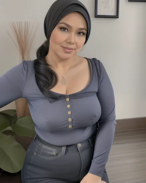 58 years Old, Hijab Indonesian mature woman, Big Tits : 96.9