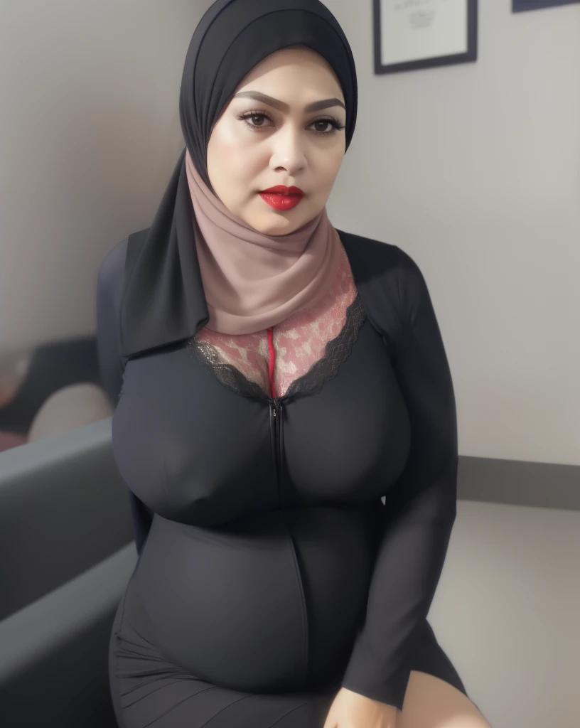 A close up of a woman in a black dress and a hijab - SeaArt AI