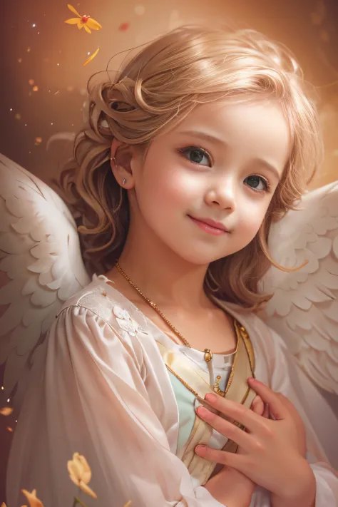 Beau Petit Ange Avec Des Ailes Dans Le Ciel Nocturne Sur Le Fond