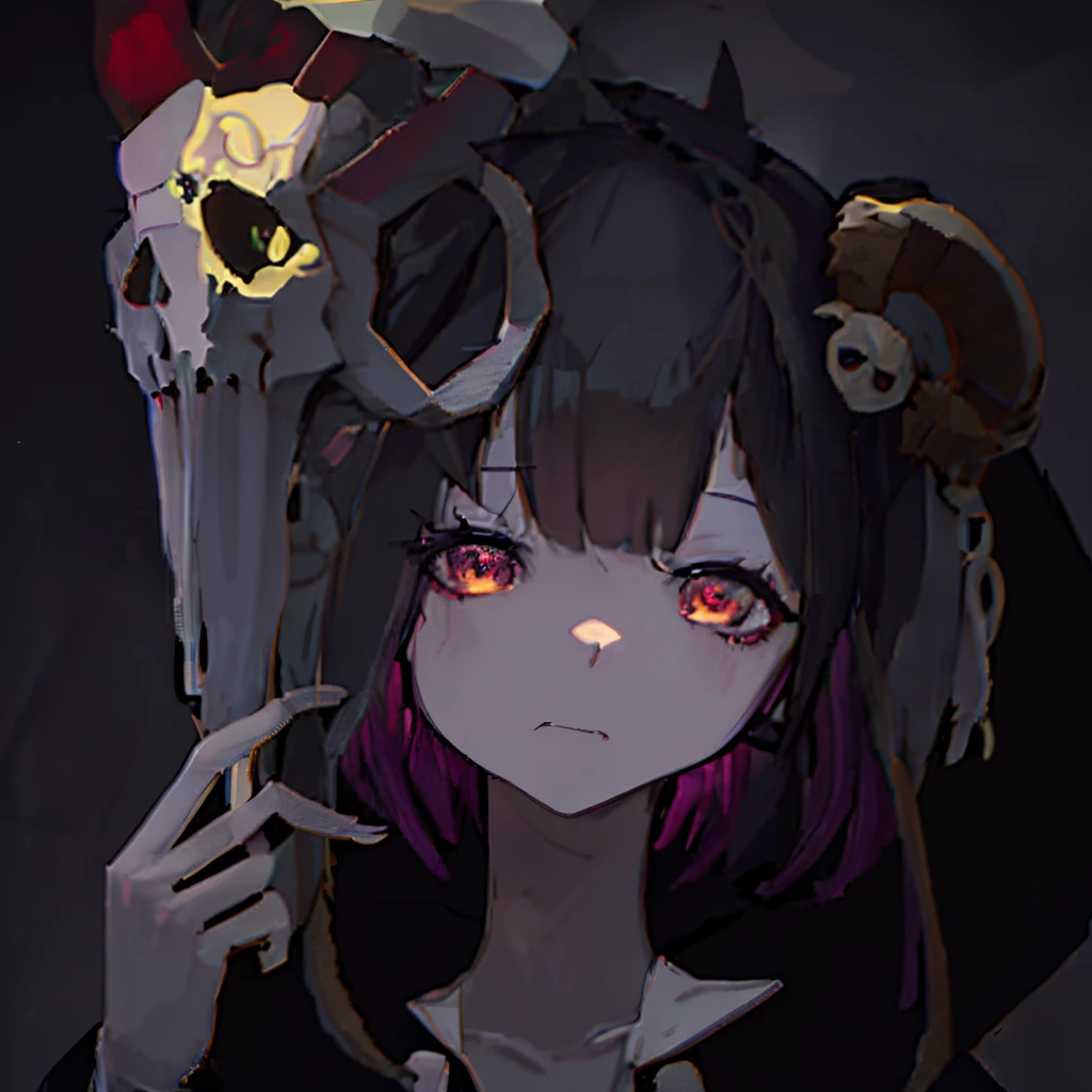 Anime girl with a sword and a skull on her head - SeaArt AI