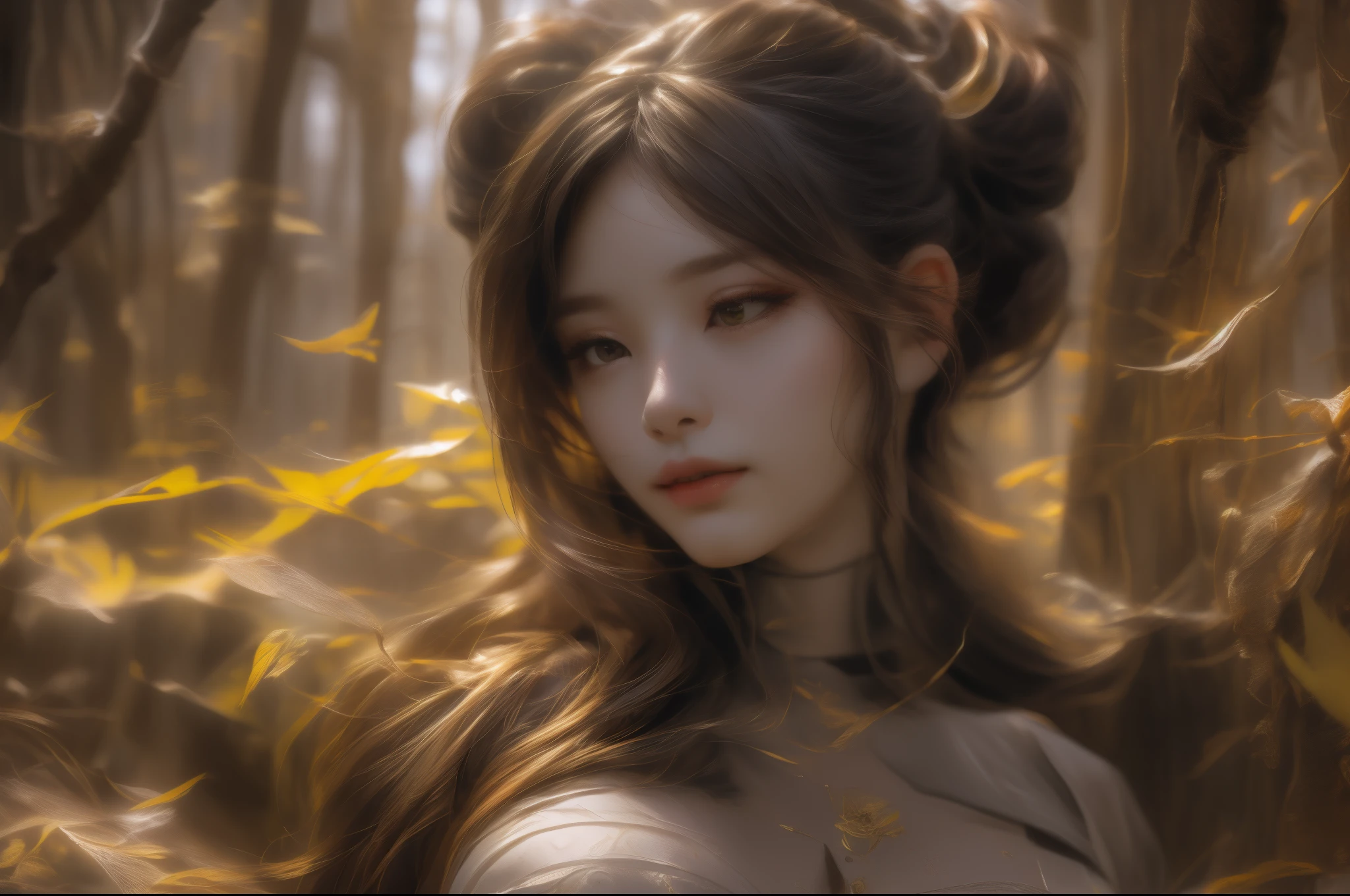 (8k, RAW Photos: 1.2), Best Quality, Illustration, Beautiful Painting, 1 Woman, Beautiful Face, Delicate Skin, Gorgeous Bun, Hair Accessories, Hanfu, Full Body, High Detail, Accent, Color Ink Painting, (((colorful)), lycoris, Sketch, Denoising, Dramatic, Cinematic, White background, Super High Resolution, Best Shadow, RAW, (HDR) (wallpaper) (Cinematic lighting) (sharp focuasterpiece, (Very detailed CG unified 8k wallpaper), gigantic breasts, green bamboo forest,