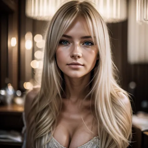 blonde Frau,(scharfer Fokus: 1,2), Foto, attraktive junge Frau, (Lovely face: 1,1), detaillierte Augen, luscious lips, (Katzenau...