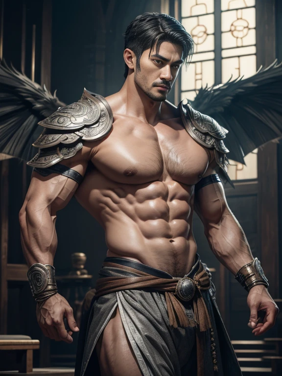 masseter membrane、well built、put on eyes、(eBlue eyes)、Have a pair of huge open wings，largeeyes！largeeyes！Straight nose！largest wing root，(Has a pair of huge wings with white feathers)、35yo、Asian male celebrity、Xiao Zhan、chest muscle、Physical Education Student、cool guy、young、brush cut、gay twinks、scantily clad、Brush cut！Nod and pull your head five times！！outdoor sports board！(高the detail8k)Dark skin！raise your eyes！open your eyes！ ((realistically)), Sexy white silk fabric！Raised sexy！[Dressed in white silk flowing fabric worn by sexy Romans！The cathedral has stained glass]! !!!dermis, [ short hair the detail, Shaved on both sides, silvery white ]!! ultra - detailed, Best quality at best, Strong light illumination, Focus sharp, theater audience, The upward lens is closer to the body, (( Lean Body Fat 15%，short hair the detail！ shave the sides short, silver whey health, My chest is hairy, bodyhair, , Showing shaggy’s armpits, shaggy legs, silber hair,)), Full body lesbian, musculous guigachad, Super buff and cool, aged 40, shaggy, a screenshot by Adam Dario Keel, reddit, Photographic realism, , and face, artem, Bigchest, Upper part of the body, Fluffy, Muscle tissue, attractive male, shaggy body, Gigachard The Art of musculous Abnormality, New row added, Tanaka Ryu HD, fukaya yuichiro, Yoshifumi Ujima, Akikazu Mizuno, style of kentaro miura, Shen Until, shin-hanga, yoshida , Tanaka Ryu HD, New row added, fukaya yuichiro, Yoshifumi Ujima, Akikazu Mizuno, style of kentaro miura, Shen Until, shin-hanga, yoshida, hideo minaba, Chad handsome charming male，side ，Inspired by the realistic photos of Ludovit Fula, placed in a, sweaty abs, Well-defined abs, attractive body, flowers growing out of his body, [ silber hair ]!!, muscle men, tear drop, There are abs, muscle men tangled together, six-pack, [ defined abs ]!!, sexy muscular body, musculous torso,Strong masculine characteristics,35yo，Tony Leung, :: sport, 32years old, masculine pose, David Gandhi, 35yo, male model, Sold for 50 years，Zhu Yilong, attractive male，Side Body("！, large bulge ":1.2),(dynamicposes:1.1), thigh tmasterpiece, Best quality at best, A high resolution, closeup portrait, malefocus, solofocus, of a man, Sold for 50 years, The erection、Ai Jia、low angle hairstyle, Grow a beard, weight loss，Stay healthy, My chest is hairy, bodyhair, , Raised sexy，Showing shaggy’s armpits, shaggy legs, little beard, model poses, Surprising composition, Front view, HighDynamicRange, Bad laughs， , Eight-pack abs, Abs hair，, raise your hands high, short hair the detail, Shaved on both sides, silvery white, Grow a beard, spark of light, Sexy big bulge！，There are small protrusions in the abdomen, the detail, Belly and hairy belly are complicated， 8K post-production，musculous personality, Strong masculine characteristics, muscle men pictures, Bulging muscles, muscle men, musculous thigh ８ｋ 高the detail,light, hyper realisitc, 高the detail, Anatomically correct, ctextured skin,!high high quality,wide wide shot！Best quality at best, A high resolution, tmasterpiece, Guy、musculous、short hair the detail、NSFW、Spacious size、Authentic texture、Upper part of the body、large bulge、、soles of feet、wastelands、training